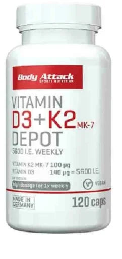 Body Attack Vitamin D3+K2 Depot 120 caps